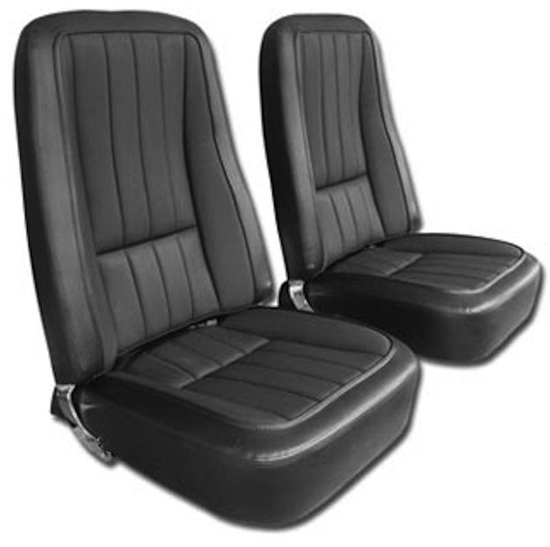 1968 Corvette Smooth Grain Leather Seat Cover Set with Basketweave Inserts Replaces GM