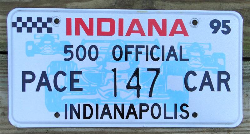 1995 Corvette Indianapolis Indiana 500 Official Pace Car License Plate